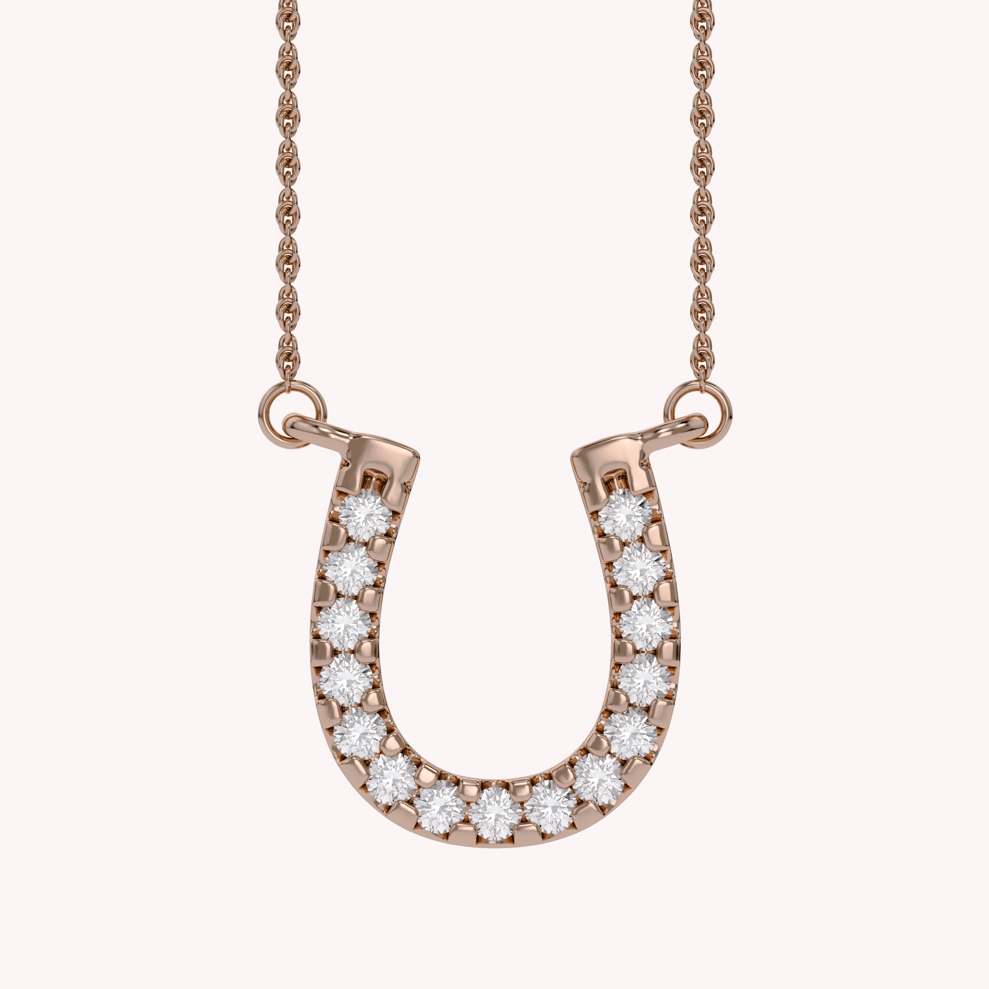Horseshoe Natural Diamond Pendant Necklace Sterling Silver