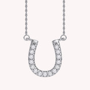 Horseshoe Natural Diamond Pendant Necklace Sterling Silver