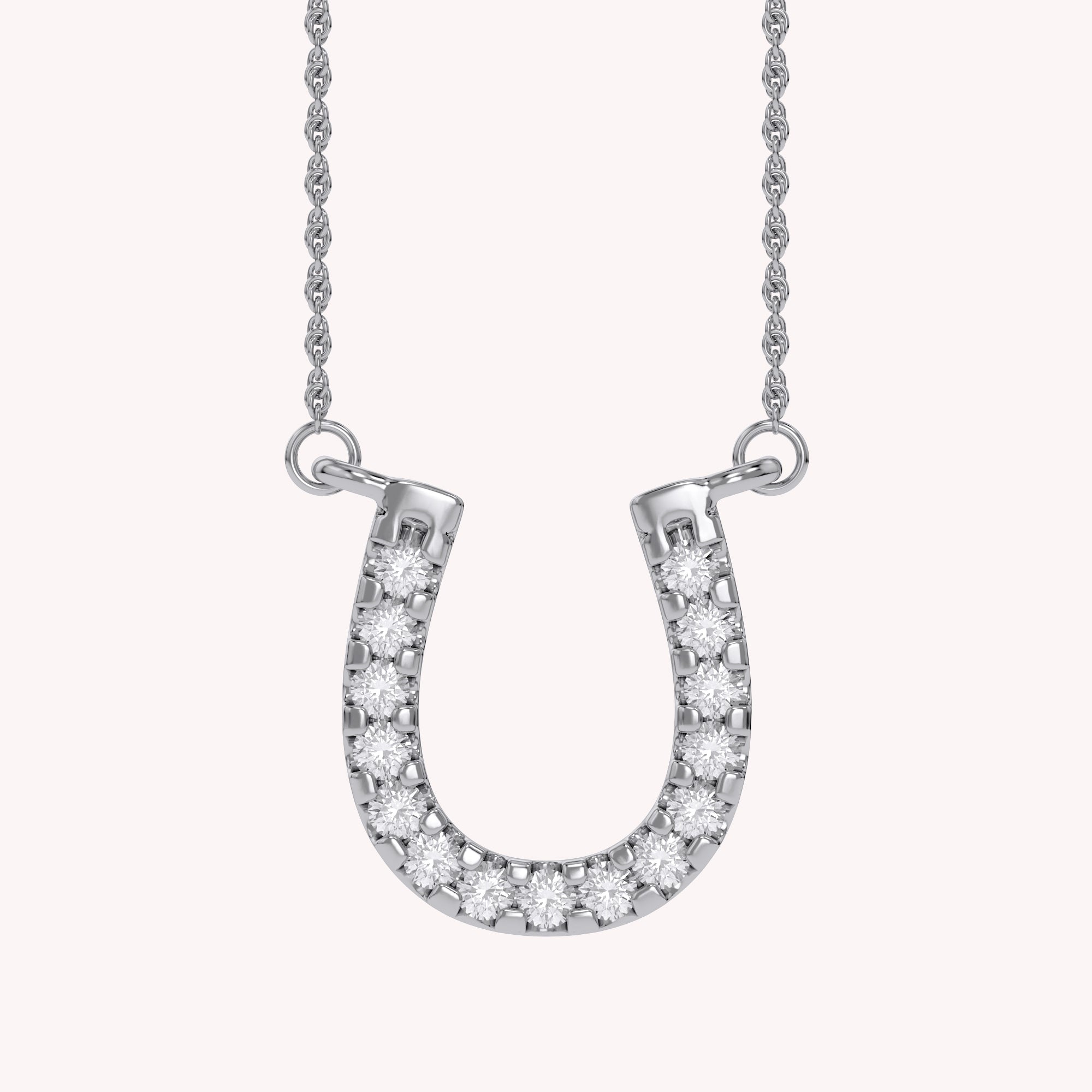 Horseshoe Natural Diamond Pendant Necklace Sterling Silver