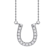 Horseshoe Natural Diamond Pendant Necklace Sterling Silver