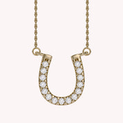 Horseshoe Natural Diamond Pendant Necklace Sterling Silver