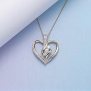 3 Stone Swirl Heart Natural Diamond Pendant Necklace