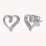 Heart Stud Sterling Silver Lab Grown Diamond Earrings