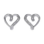 Heart Stud Sterling Silver Lab Grown Diamond Earrings