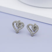 Heart Stud Sterling Silver Lab Grown Diamond Earrings