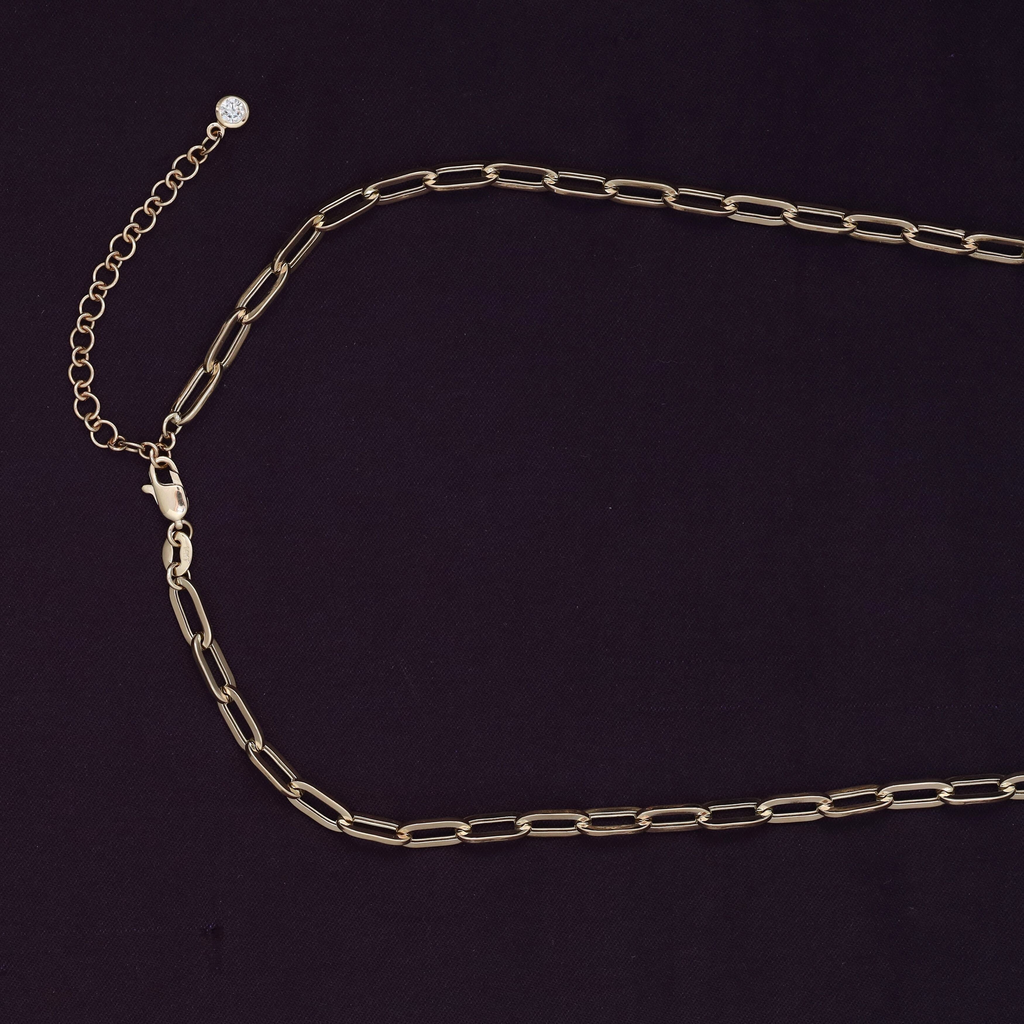 Solitaire Link Chain Necklace Lab Grown Diamond Necklace 16"+2" Extender