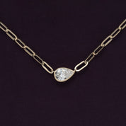 Solitaire Link Chain Necklace Lab Grown Diamond Necklace 16"+2" Extender