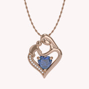 Mom And Child Heart Pendant Necklace Sterling Silver
