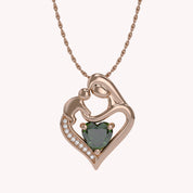 Mom And Child Heart Pendant Necklace Sterling Silver