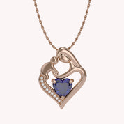 Mom And Child Heart Pendant Necklace Sterling Silver