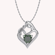 Mom And Child Heart Pendant Necklace Sterling Silver