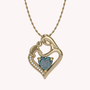 Mom And Child Heart Pendant Necklace Sterling Silver