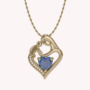 Mom And Child Heart Pendant Necklace Sterling Silver