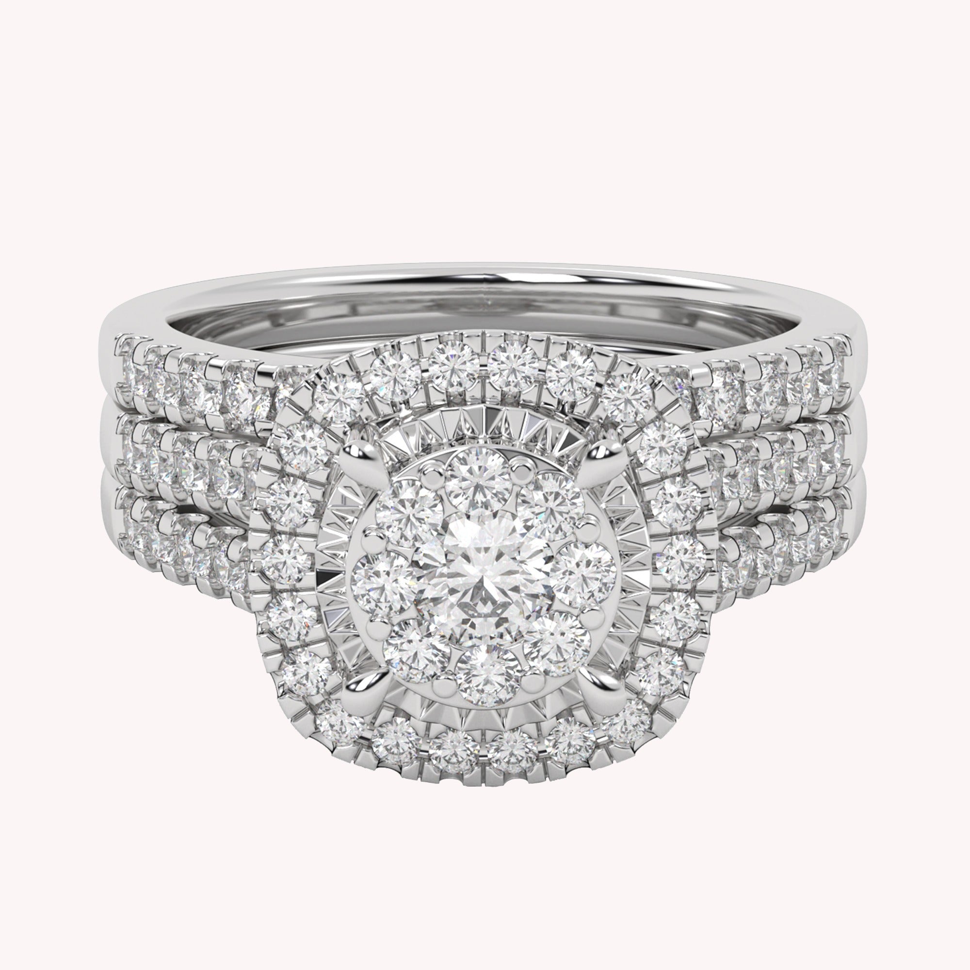 Halo Bridal Set Lab Grown Diamond Ring