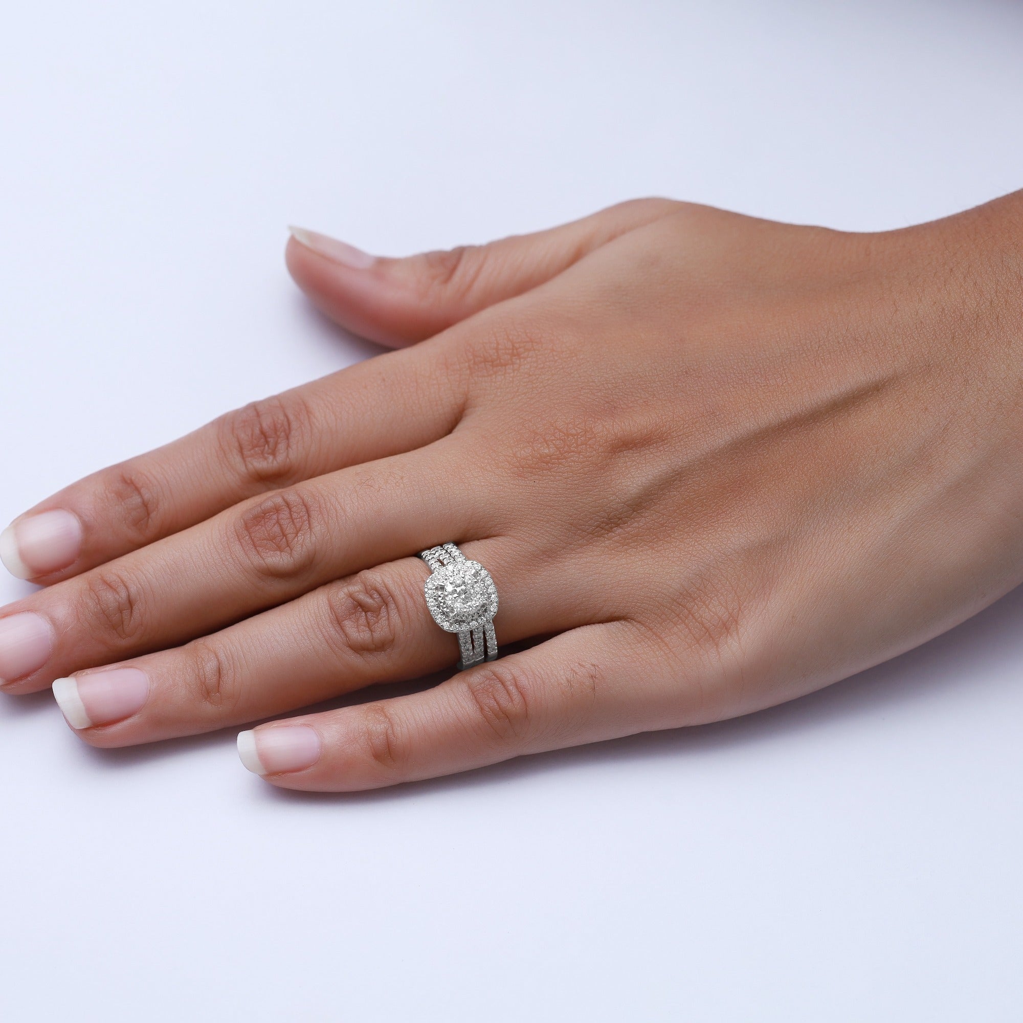 Halo Bridal Set Lab Grown Diamond Ring