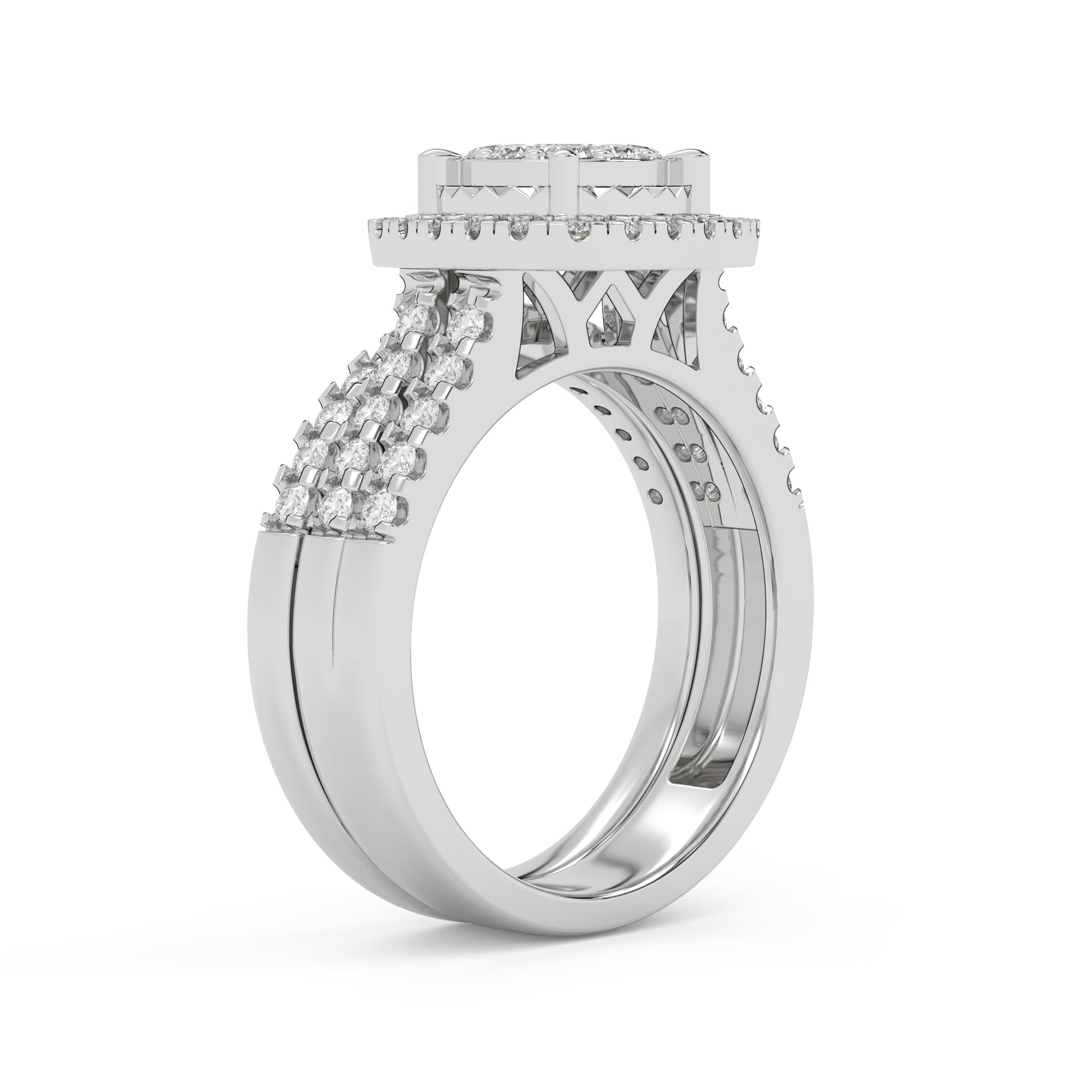 Halo Bridal Set Lab Grown Diamond Ring