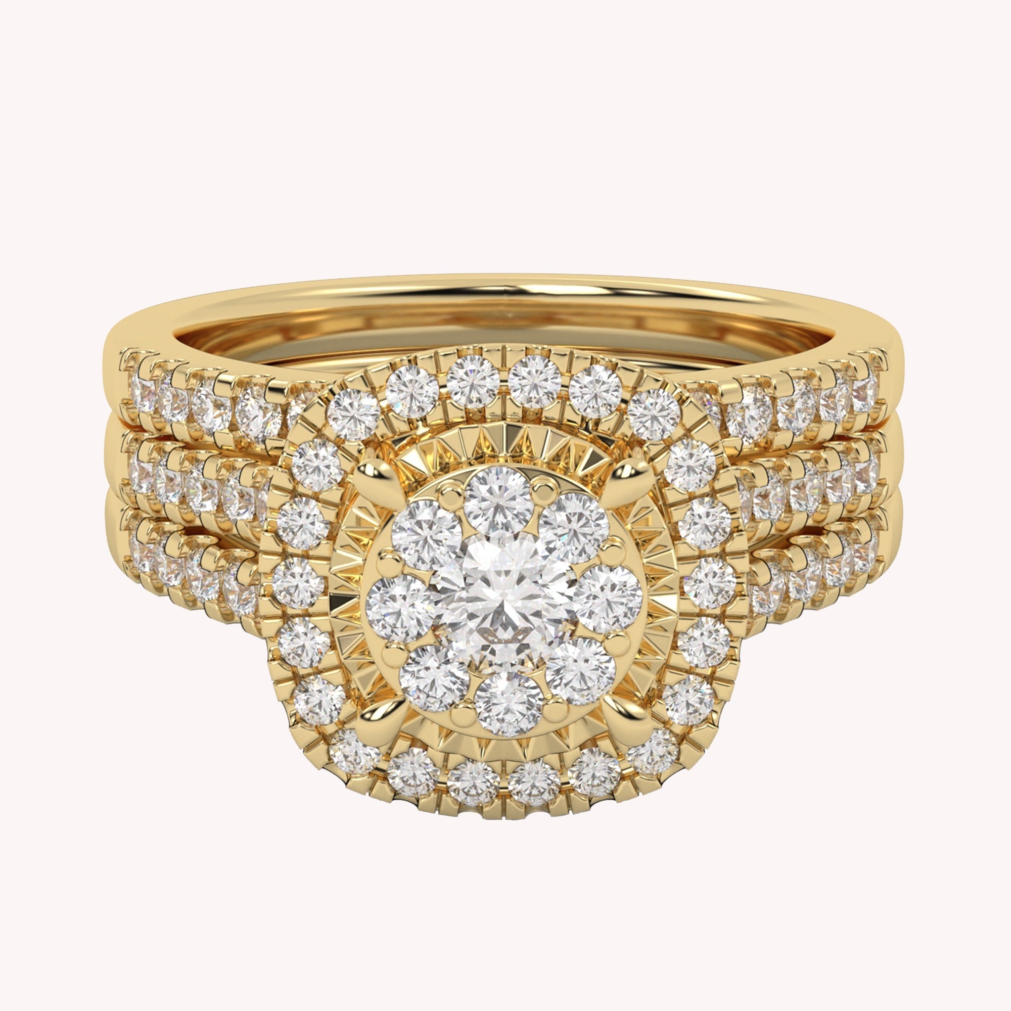 Halo Bridal Set Lab Grown Diamond Ring