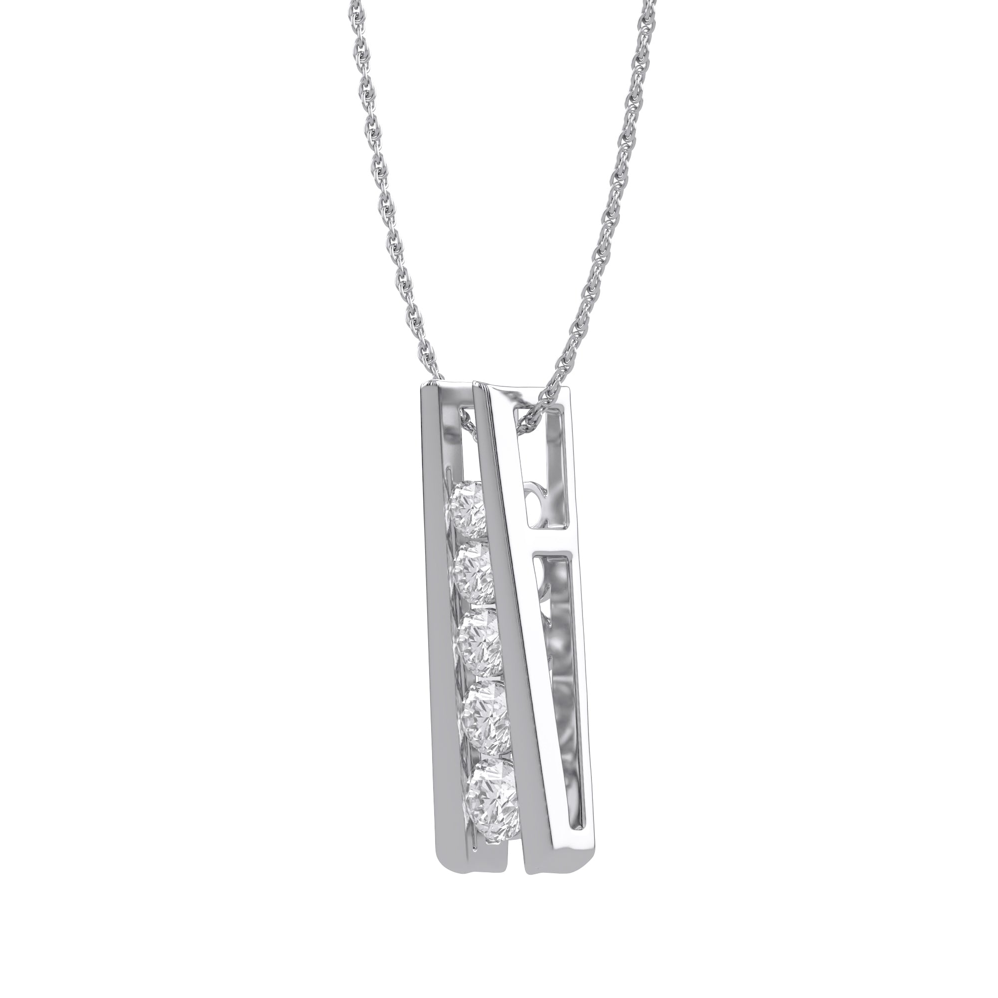 Five Stone Journey Bar Lab Grown Diamond Pendant Necklace