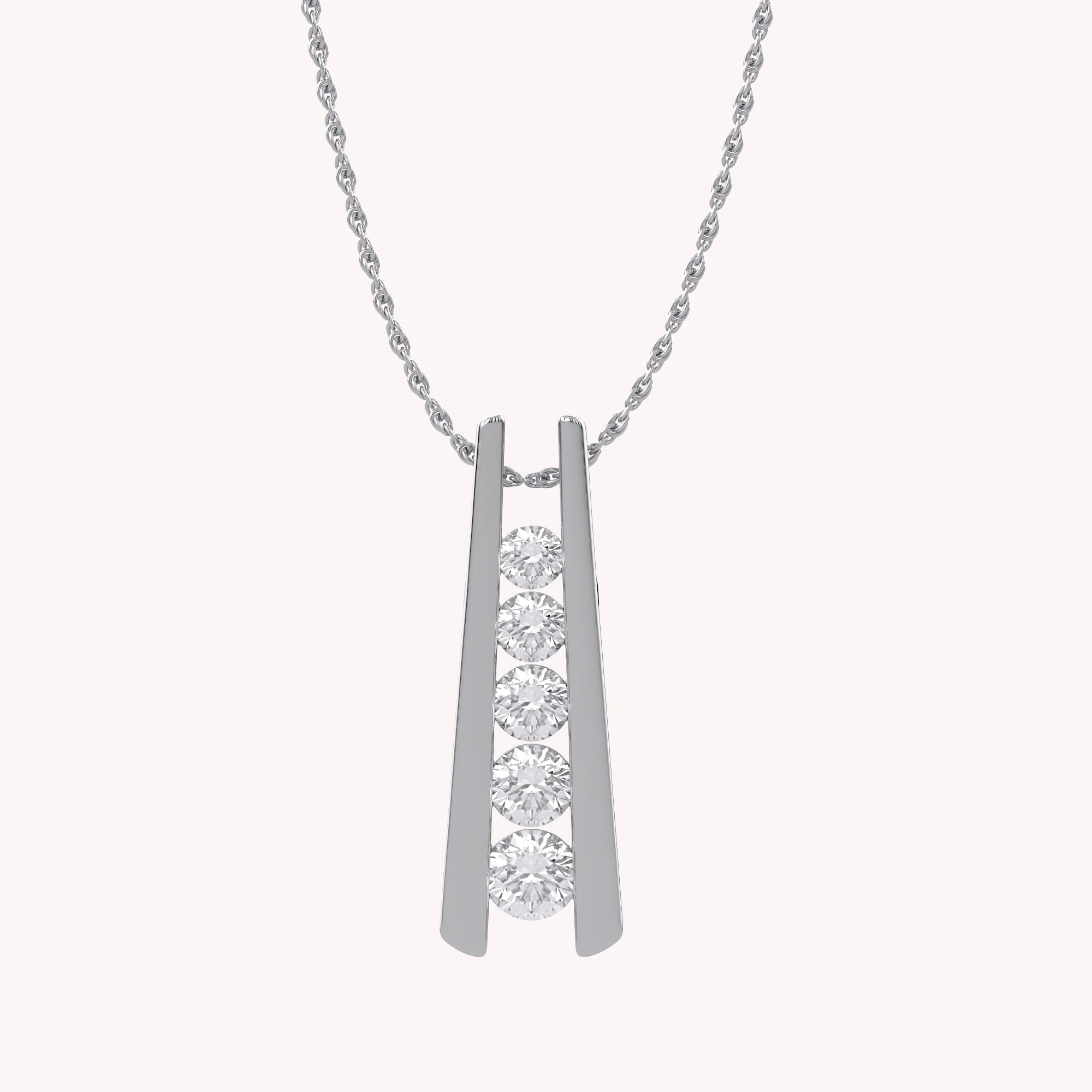 Five Stone Journey Bar Lab Grown Diamond Pendant Necklace