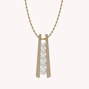 Five Stone Journey Bar Moissanite Pendant Necklace
