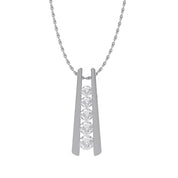 Five Stone Journey Bar Moissanite Pendant Necklace