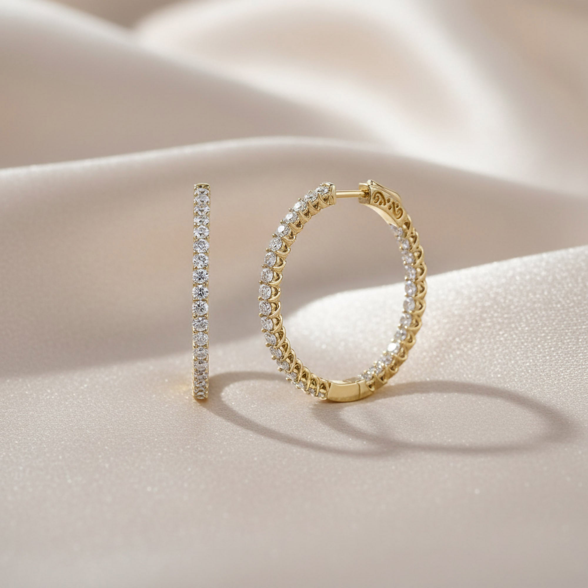 Inside Out Huggie Hoop Earrings Lab Grown Diamond