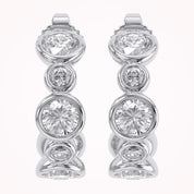 Half Hoop Earrings Bezel Set Lab Grown Diamond
