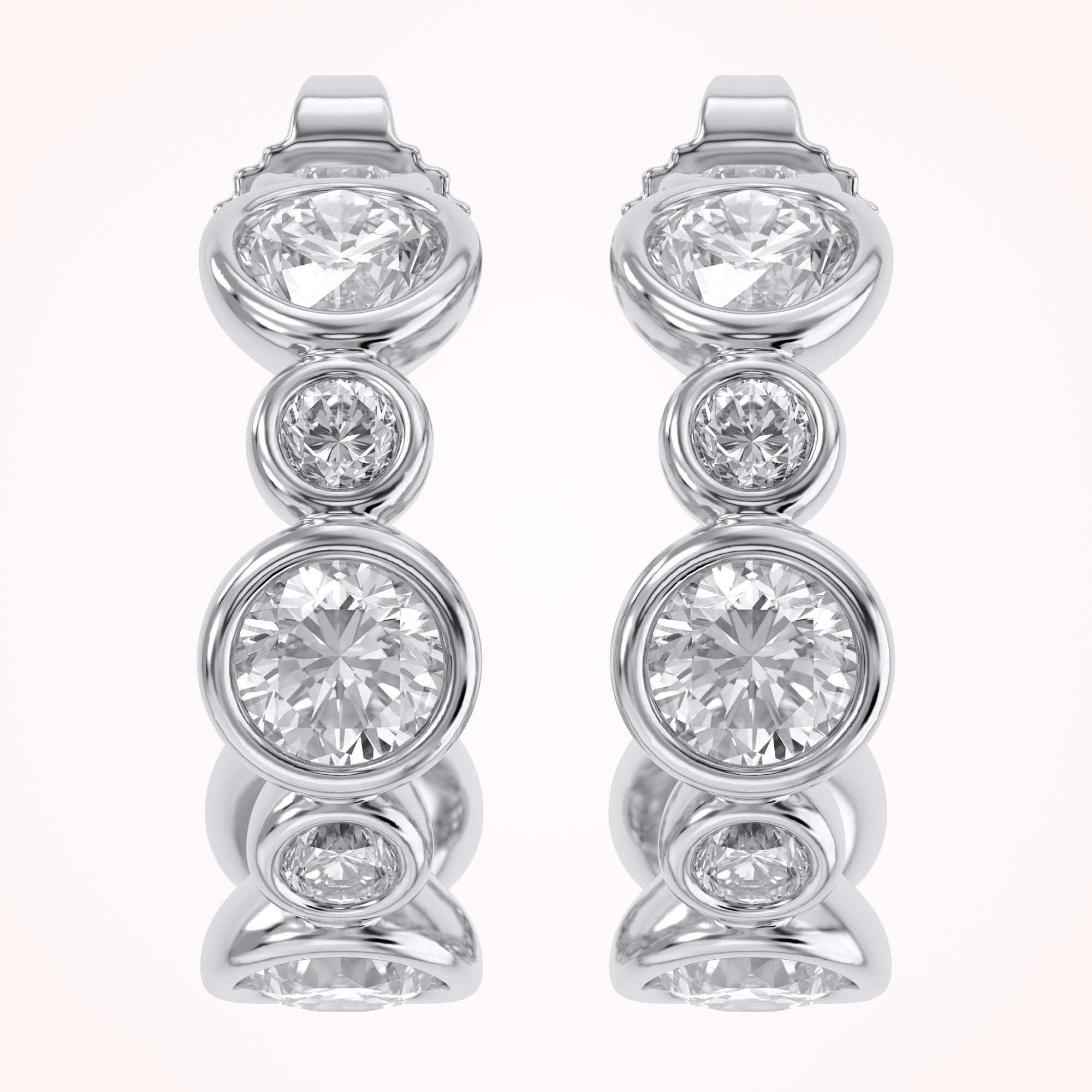 Half Hoop Earrings Bezel Set Lab Grown Diamond