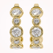 Half Hoop Earrings Bezel Set Lab Grown Diamond
