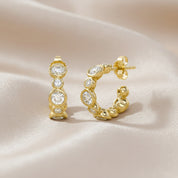 Half Hoop Earrings Bezel Set Lab Grown Diamond