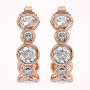 Half Hoop Earrings Bezel Set Lab Grown Diamond