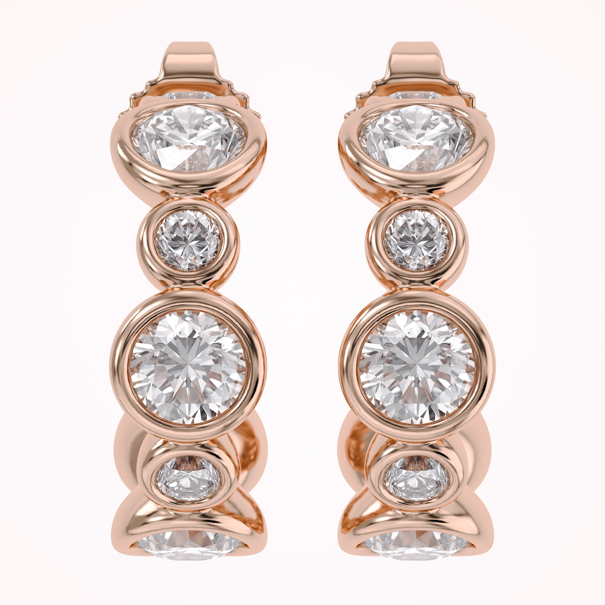 Half Hoop Earrings Bezel Set Lab Grown Diamond