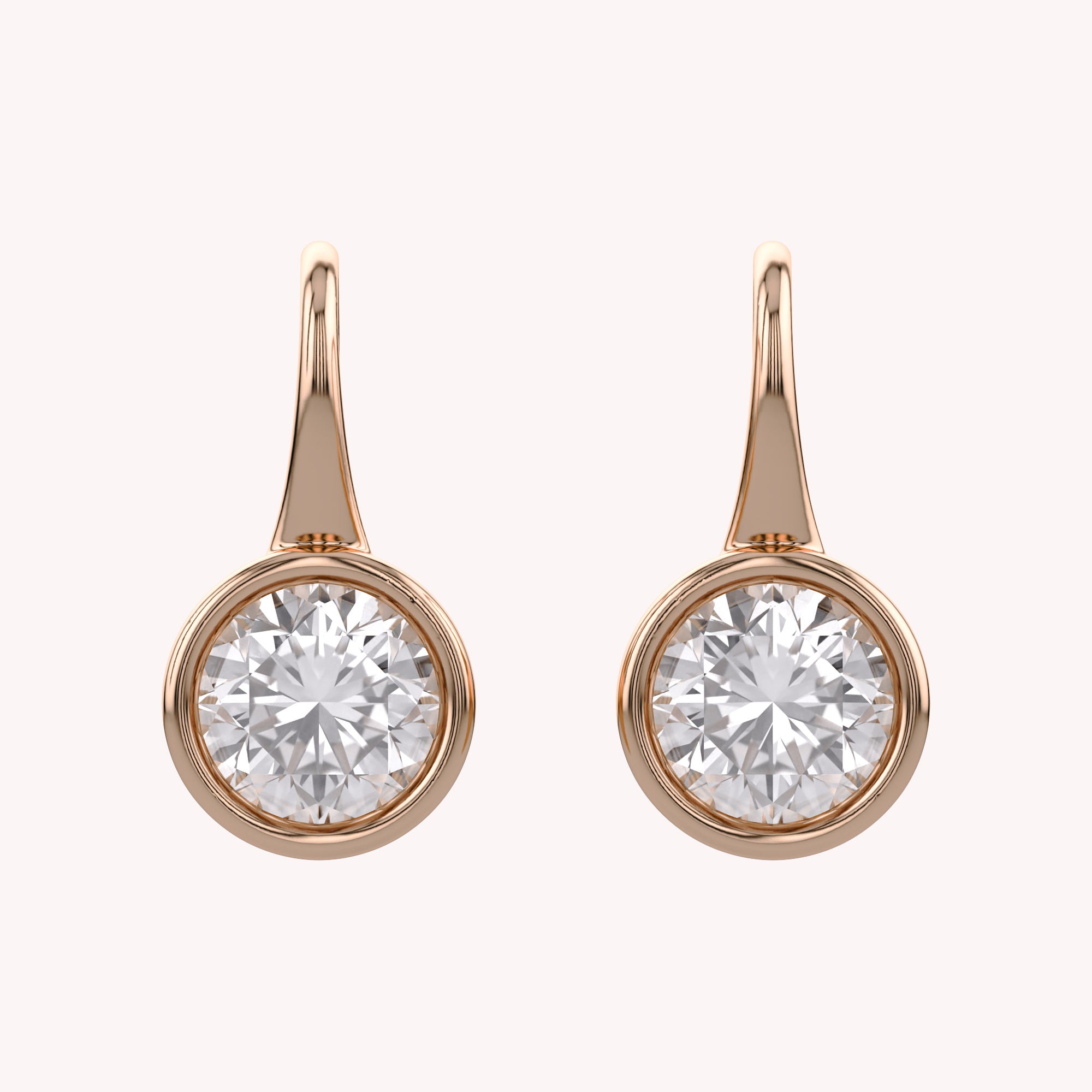 Solitare Fish Hook Drop Dangle Earrings Lab Grown Diamond