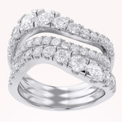 Three Row Wedding Band Ring Lab Grown Diamond