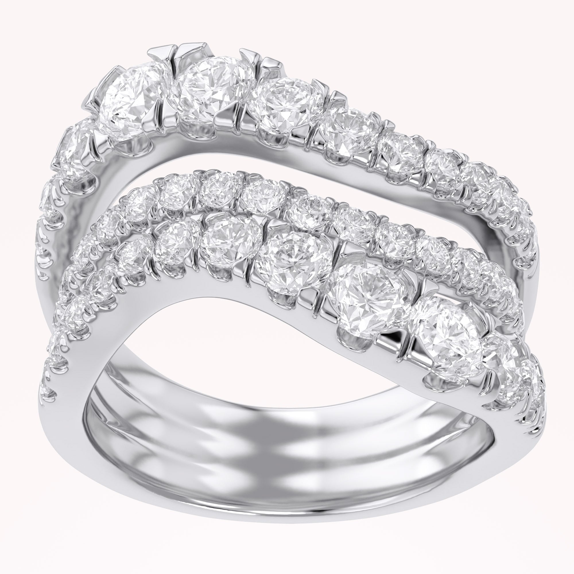 Three Row Wedding Band Ring Lab Grown Diamond