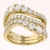 Three Row Wedding Band Ring Lab Grown Diamond