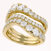 Three Row Wedding Band Ring Lab Grown Diamond