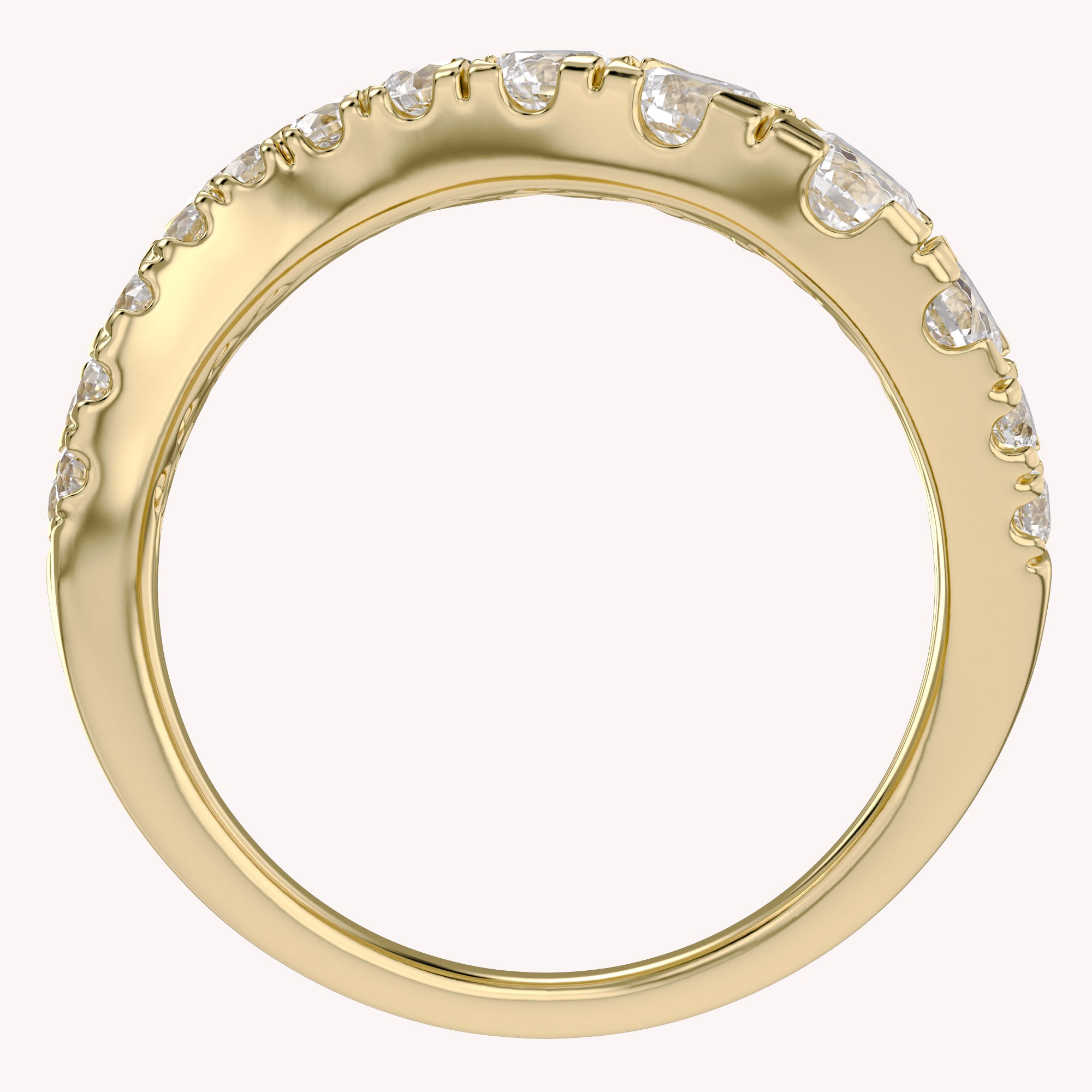 Three Row Wedding Band Ring Lab Grown Diamond
