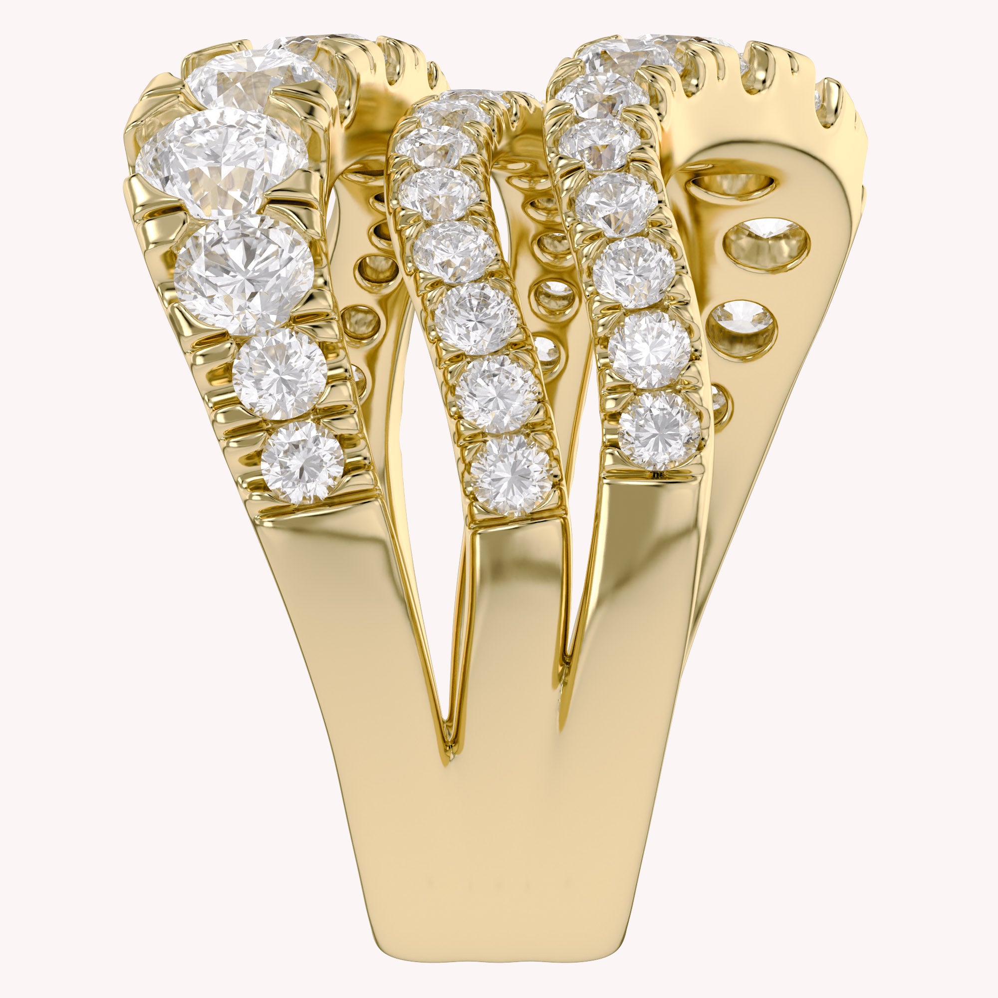 Three Row Wedding Band Ring Lab Grown Diamond