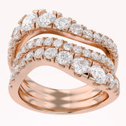 Three Row Wedding Band Ring Lab Grown Diamond