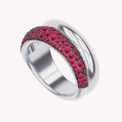 Simulated Ruby Statement Wedding Band Ring
