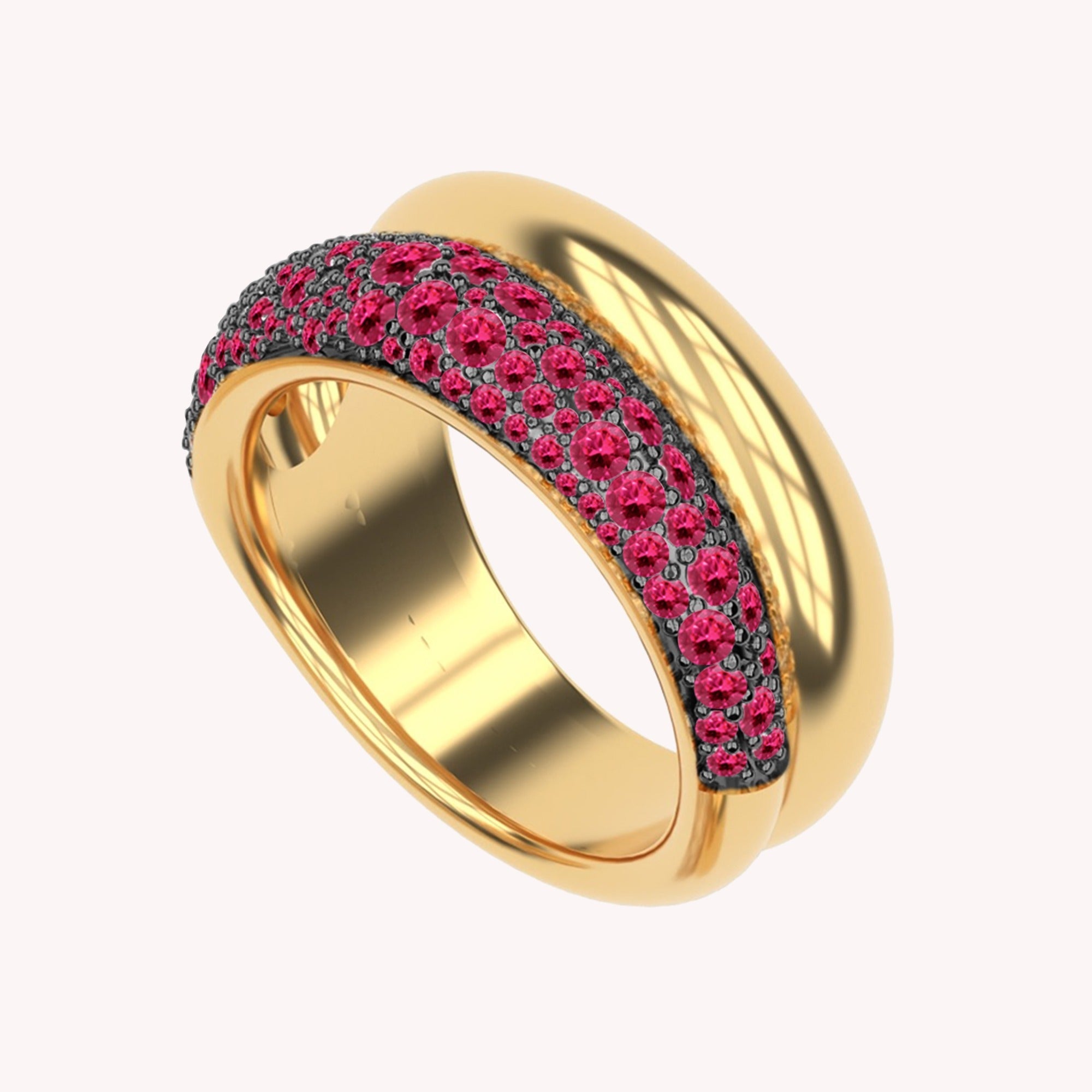 Simulated Ruby Statement Wedding Band Ring