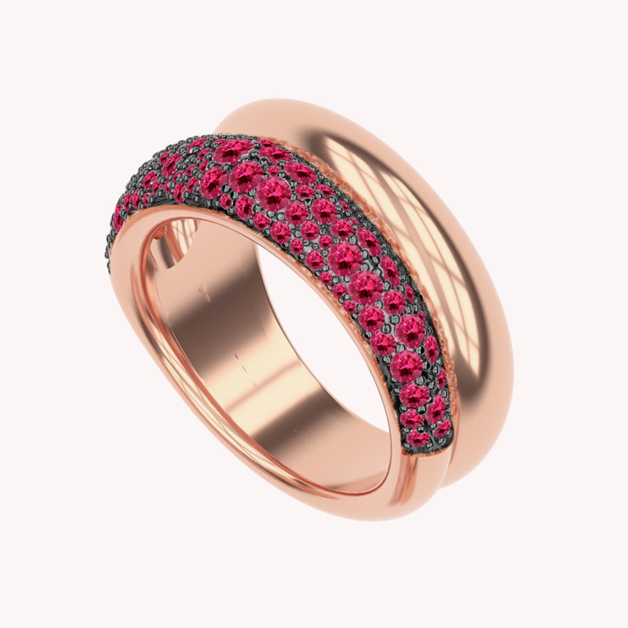 Simulated Ruby Statement Wedding Band Ring