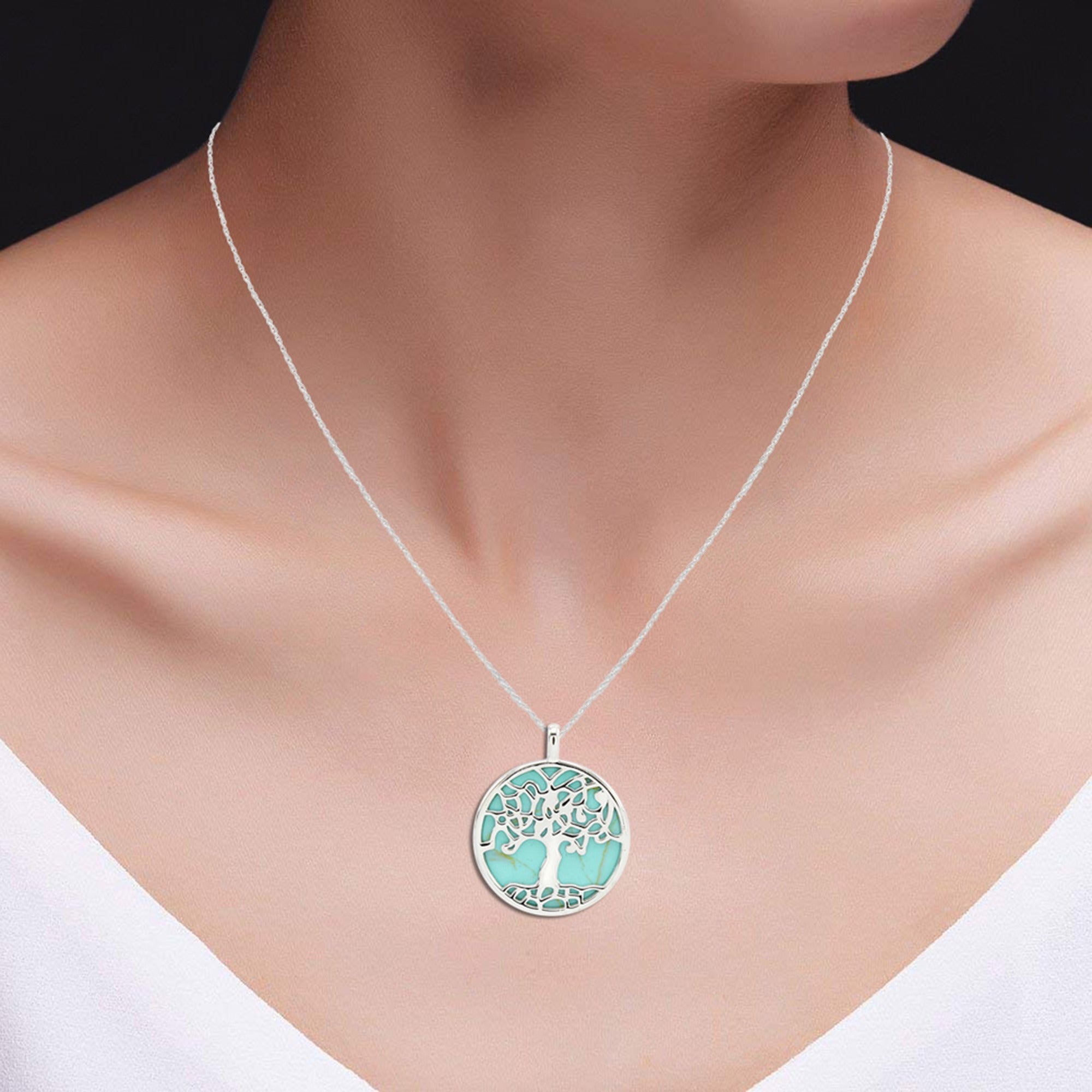 Tree of Life Turquoise Celtic Pendant Necklace