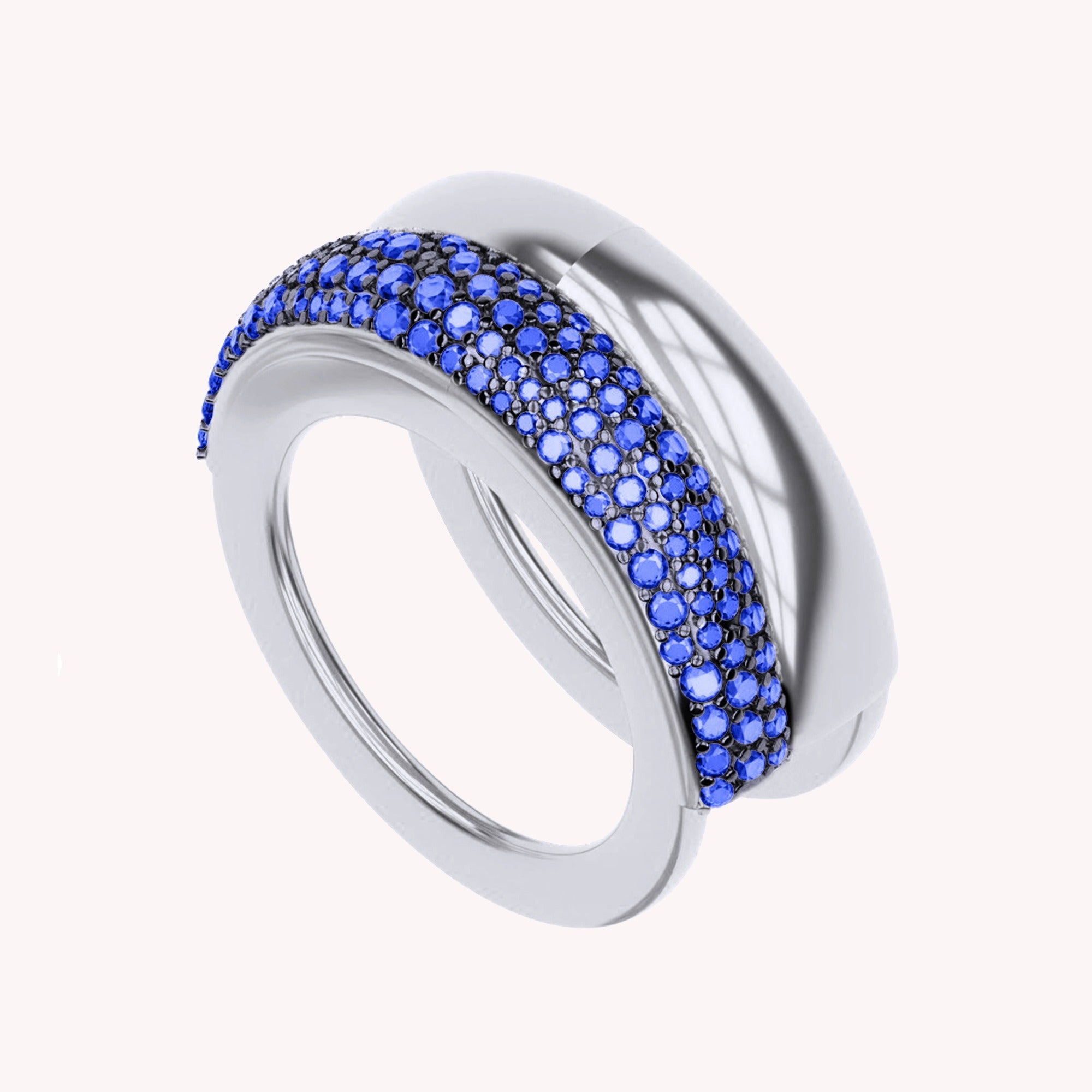 Simulated Blue Sapphire Luxury Oura Jacket Ring