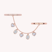 Lab Created Moissanite Right Hand Two Finger Chain Ring