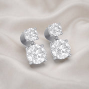 Dangle Stud Earrings 3.60 Carat Round Lab Grown Diamond