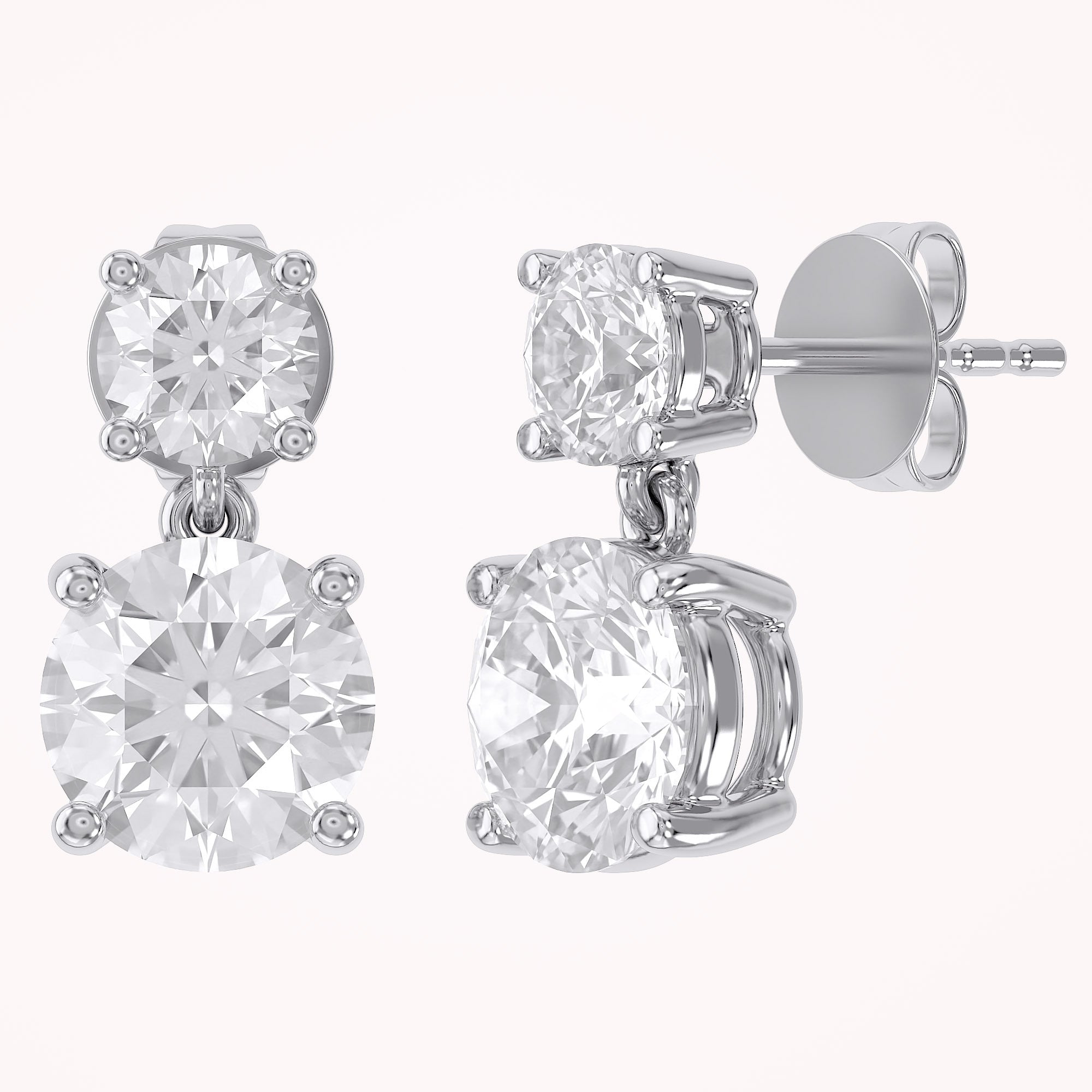 Dangle Stud Earrings 3.60 Carat Round Lab Grown Diamond