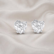 Heart Stud Earrings 2.50 Carat 7mm Lab Grown Diamond