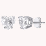 Heart Stud Earrings 2.50 Carat 7mm Lab Grown Diamond